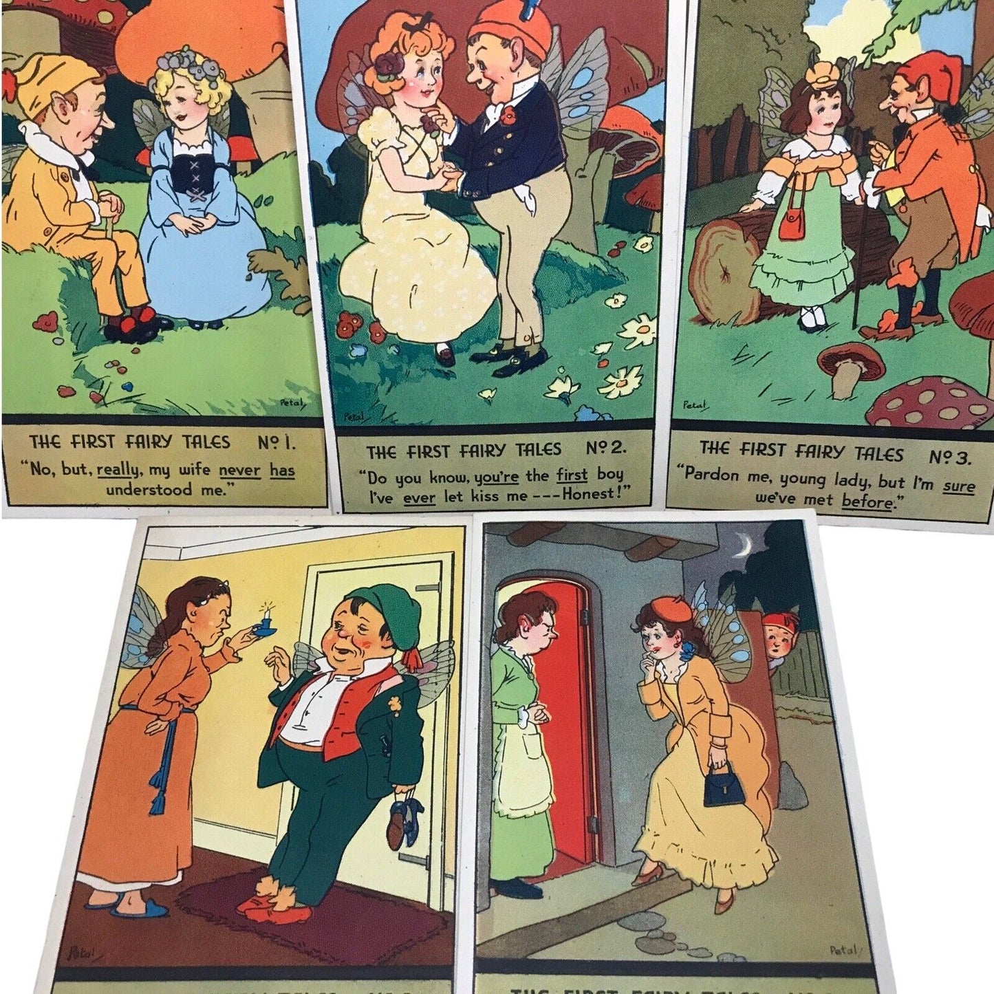 Petal Artist Set of 5 Vintage Postcards - The First Fairy Tales - Unposted