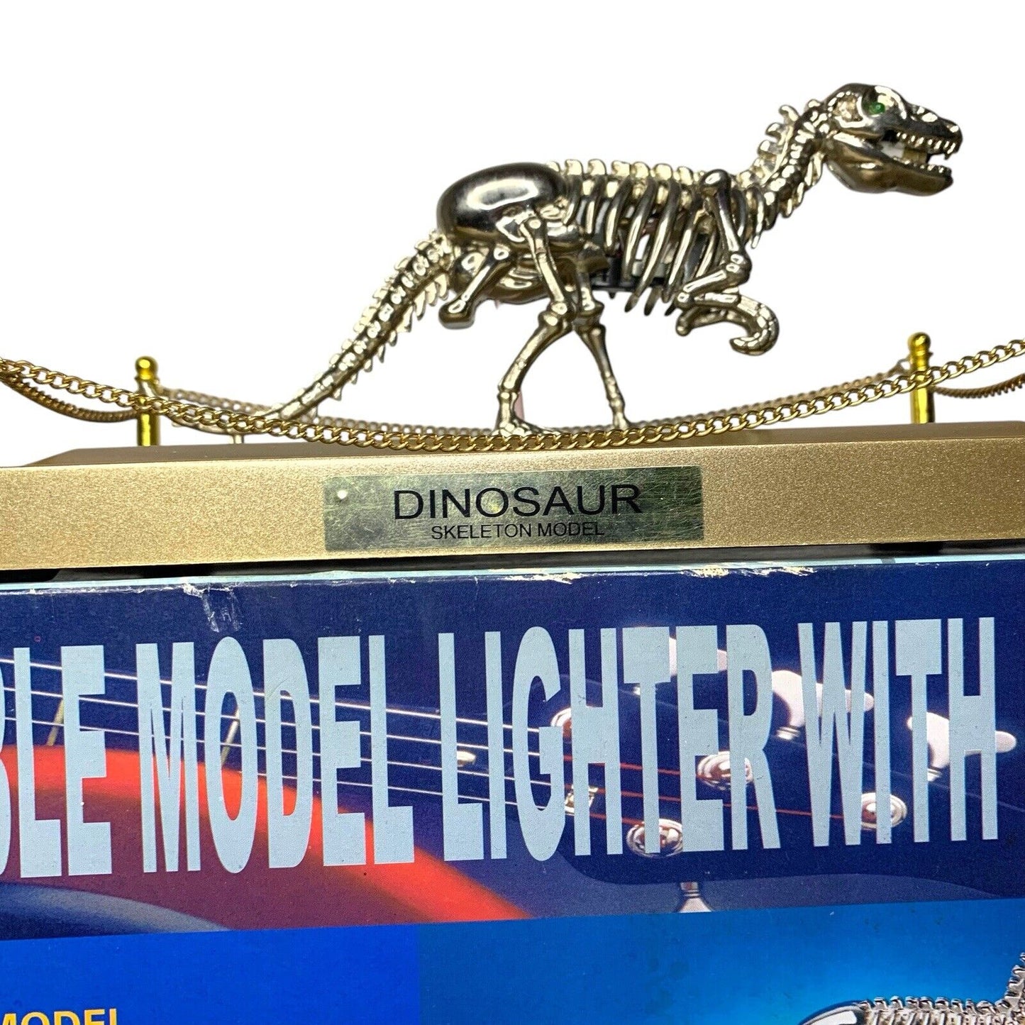 Vintage Dinosaur Skeleton Table Lighter w/ Lights & Sound - Museum Exhib Style