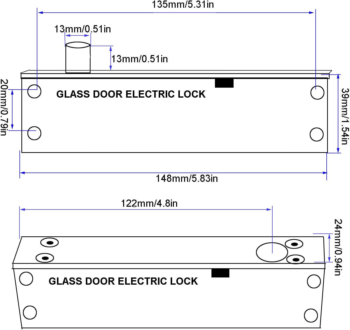 Aluminum Electric Drop Bolt Mortise Lock Security Door Access Fail Safe Unlock