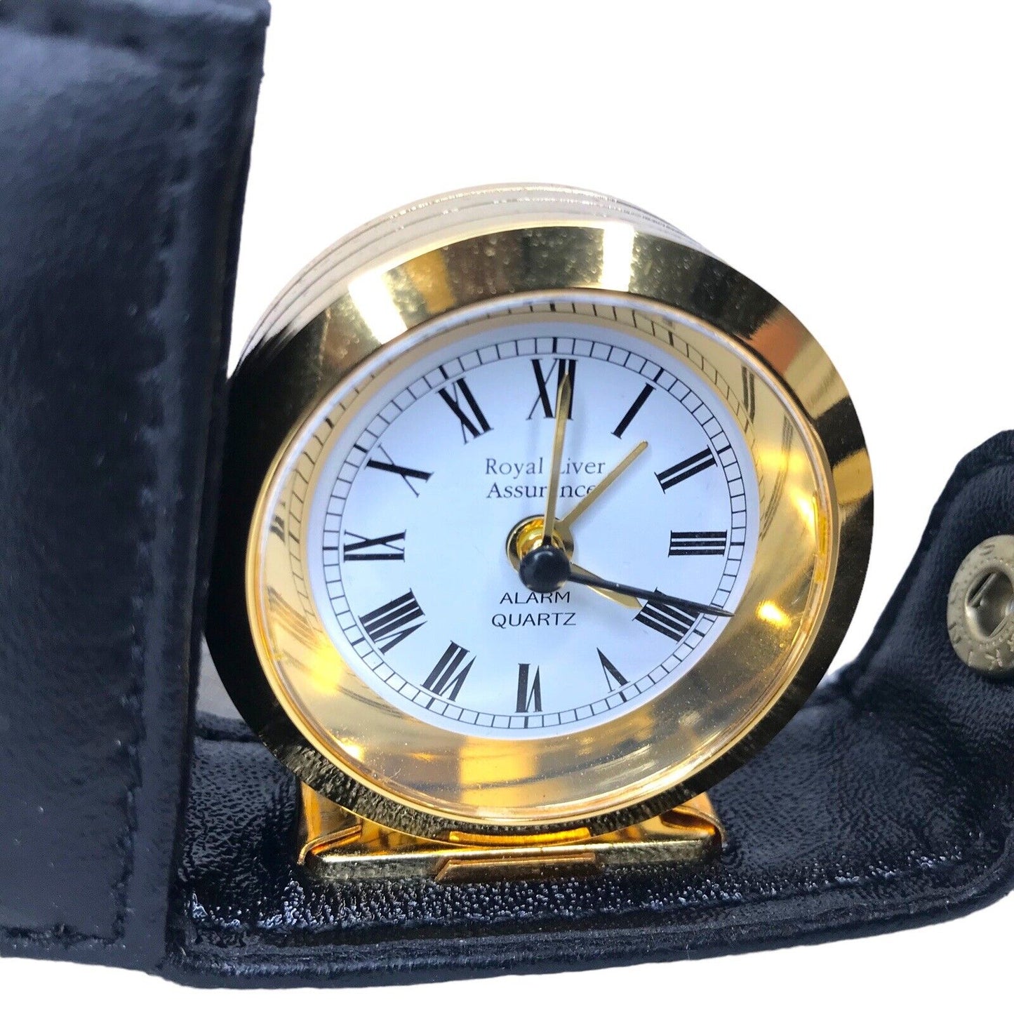 150th Anniversary Royal Liver Insurance Compact Pocket Clock Watch in Black Case