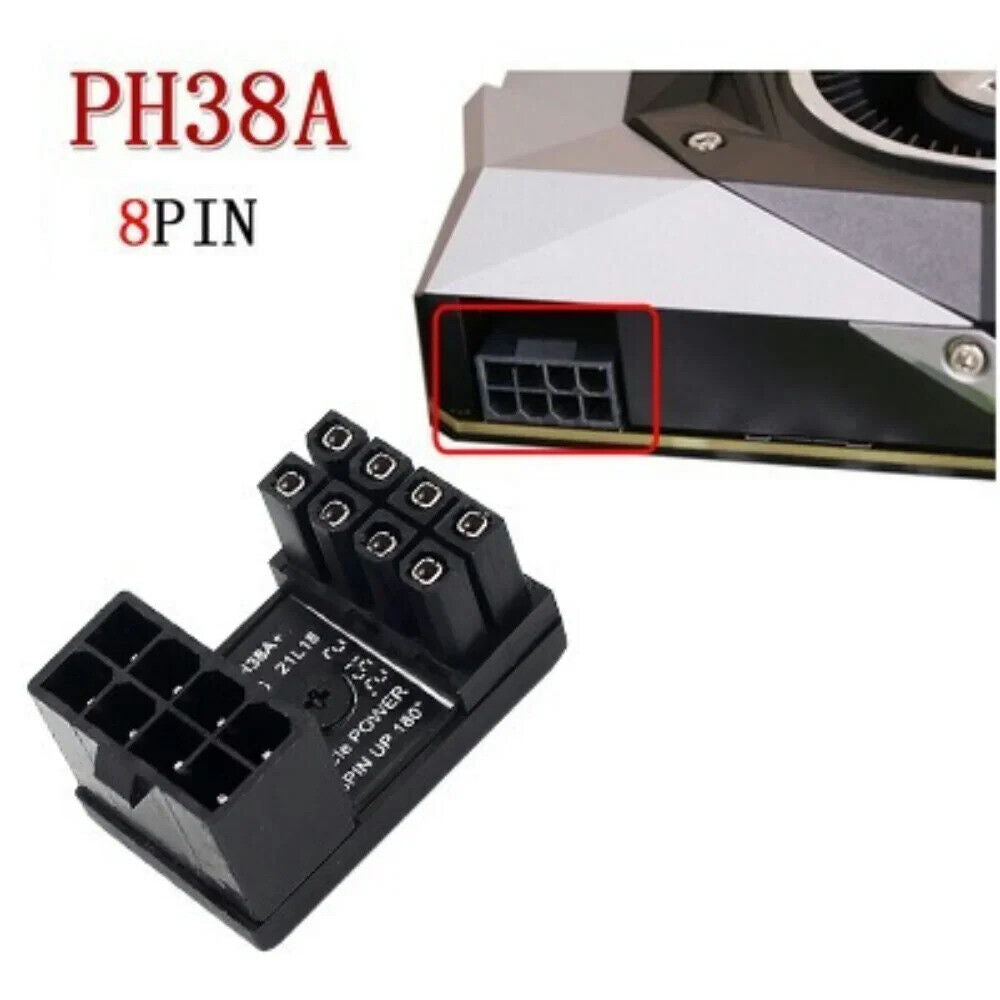 PCI-E Graphics Card Power Supply Adapter 180° 6Pin  8Pin PCIe Angled Turn Cable