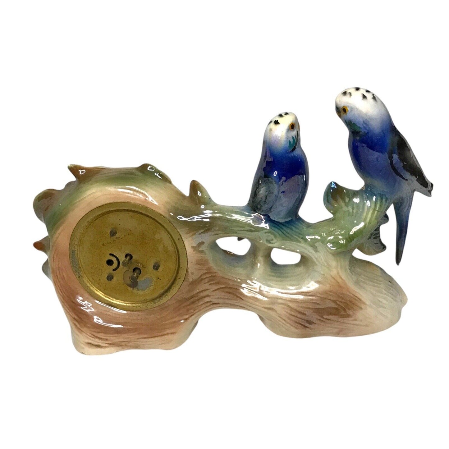 Jemma Holland Twin Budgies on Branch Wind-Up Clock Untested Vintage Mid Century