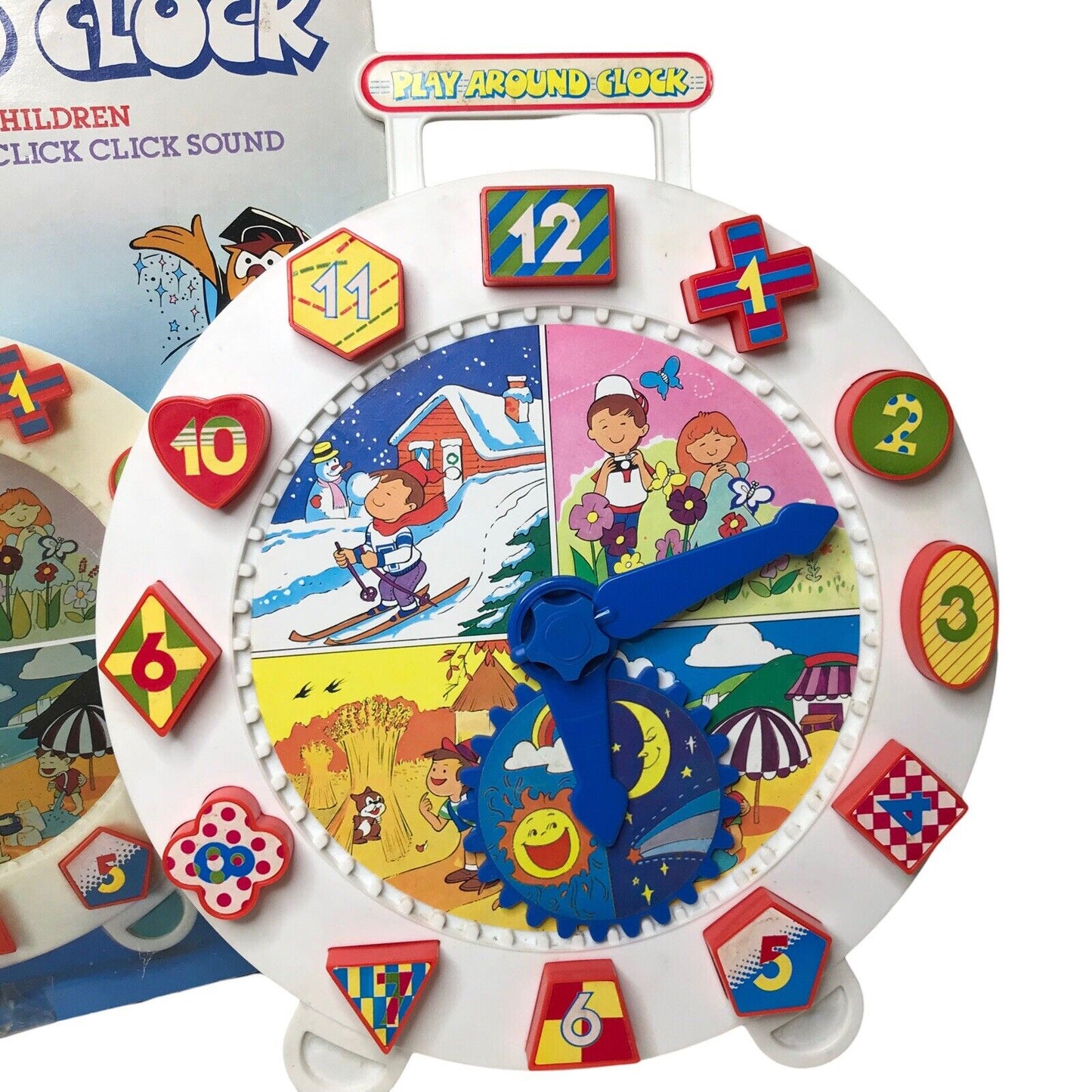 Play Around Clock Educational Teaching Toy - Numbers & Shapes Movable Arms