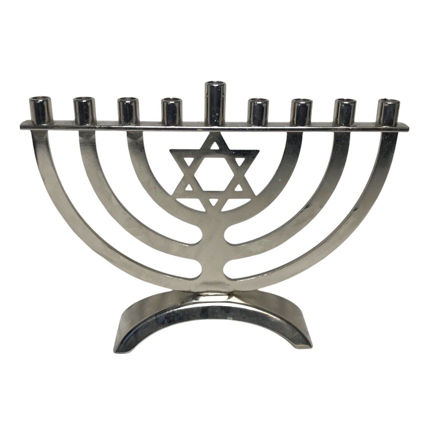 Hanukkah Menorah Candle Holder Colourful Metal Decor Star of David 9 Branches