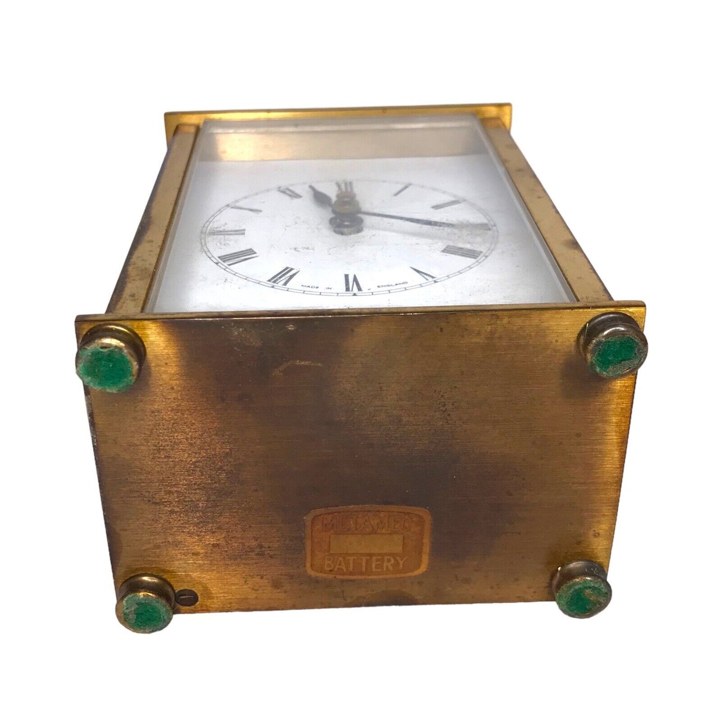 Metamec Brass Metal Jewellers Desk Carriage Clock - Vintage Mantel TimepieceVint