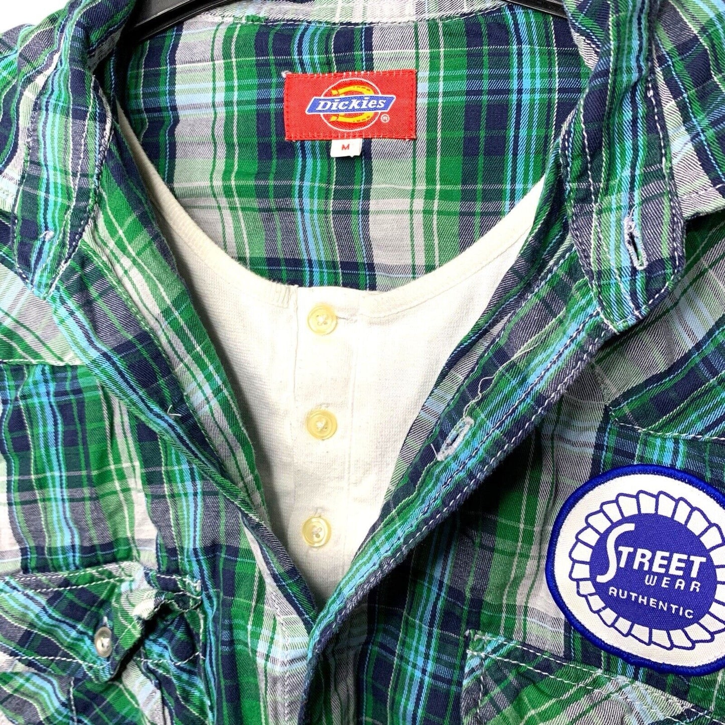 Vintage 90s/Y2K Dickies 2-Layer Green Check Long Sleeve Shirt | Size M