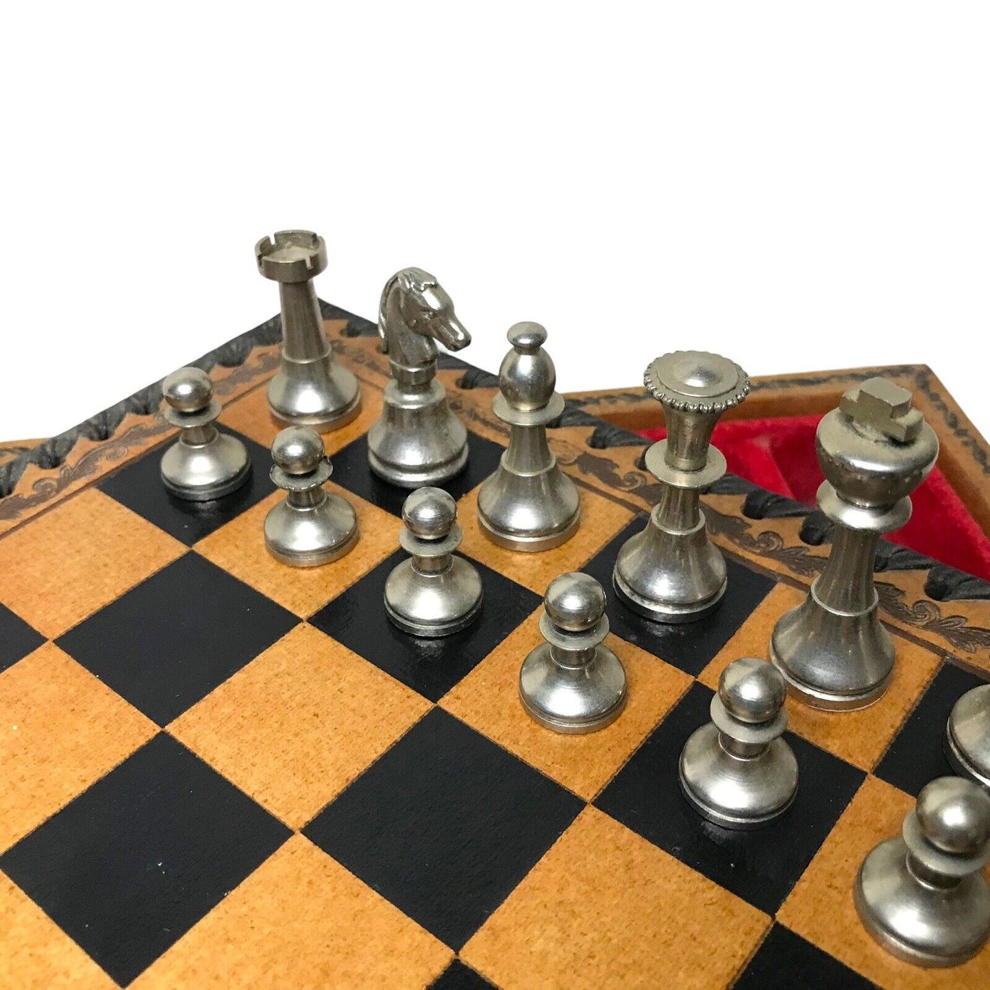 Luxury Italian Chess Set | The Turin Nero | Leather Bound Board & Solid Brass