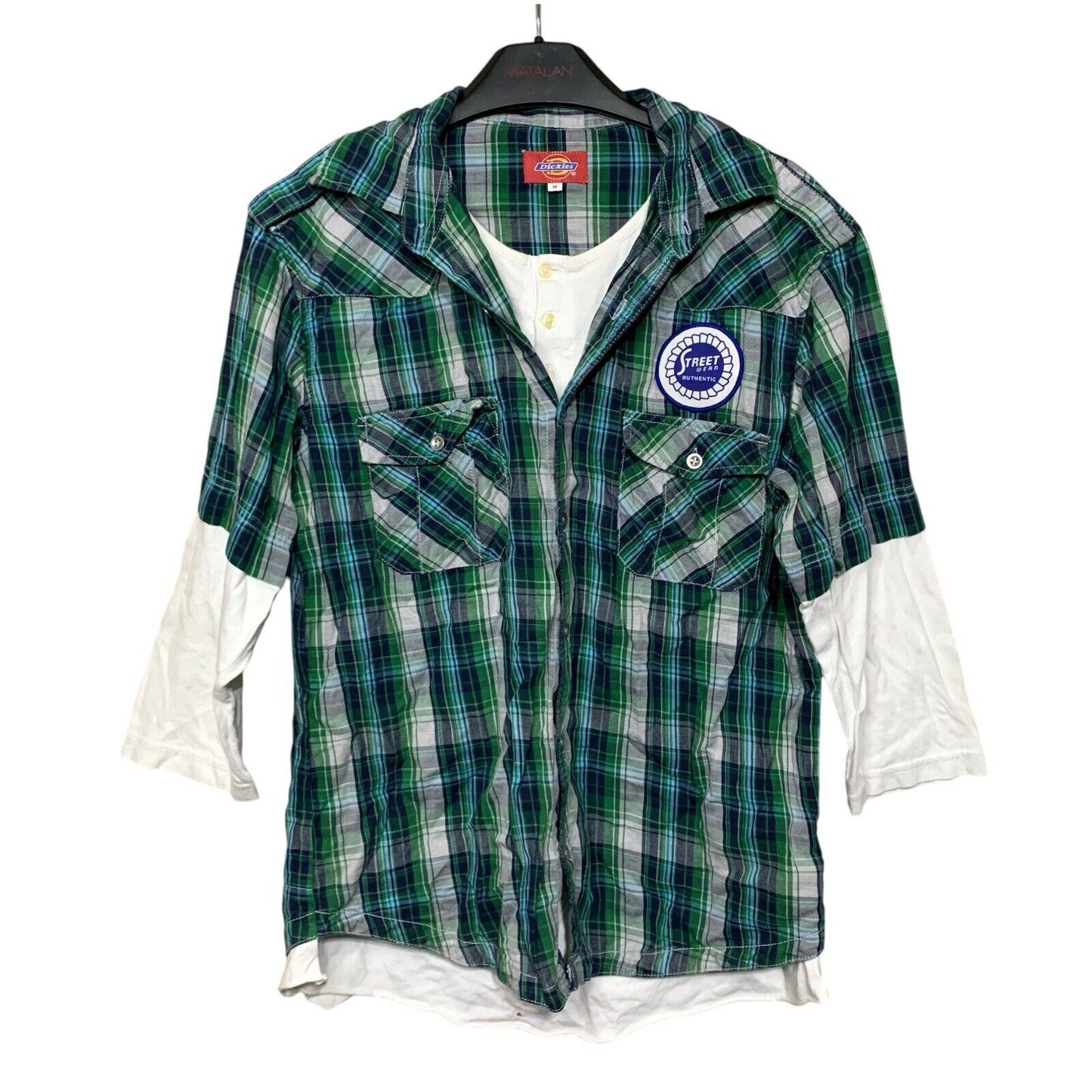 Vintage 90s/Y2K Dickies 2-Layer Green Check Long Sleeve Shirt | Size M