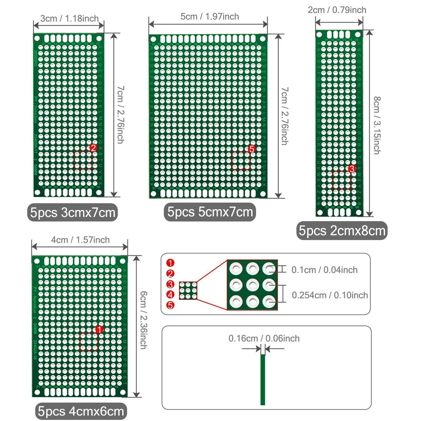 20pcs/lot Double Side Prototype Diy Universal Printed Circuit PCB Board Protoboa