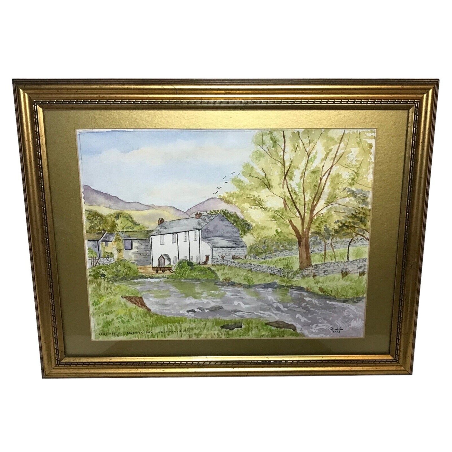 Vintage Paintings of Houses in the Countryside x2 Framed & Signed Ullswater