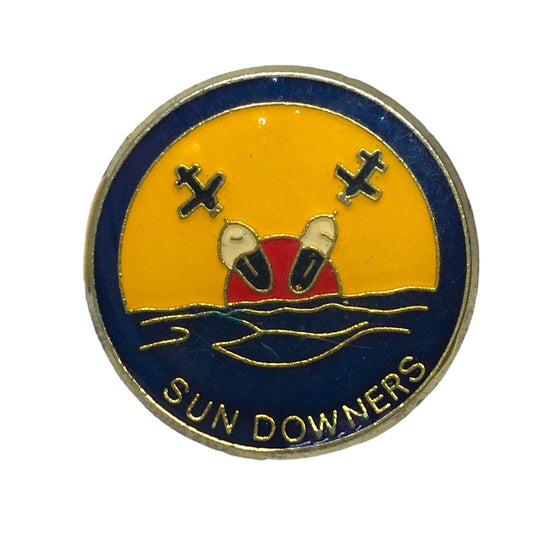 U.S Air Force Military Sun Downers Squadron VF-111 Vintage Enamel Pin Badge RARE