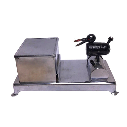 Mechanical Tobacco Chrome Bird Duck Cigarette Dispenser Box Case Vintage