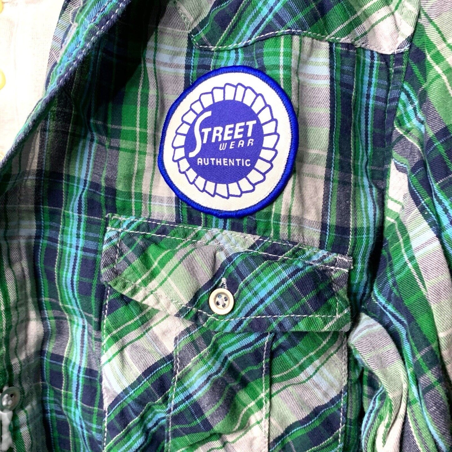 Vintage 90s/Y2K Dickies 2-Layer Green Check Long Sleeve Shirt | Size M