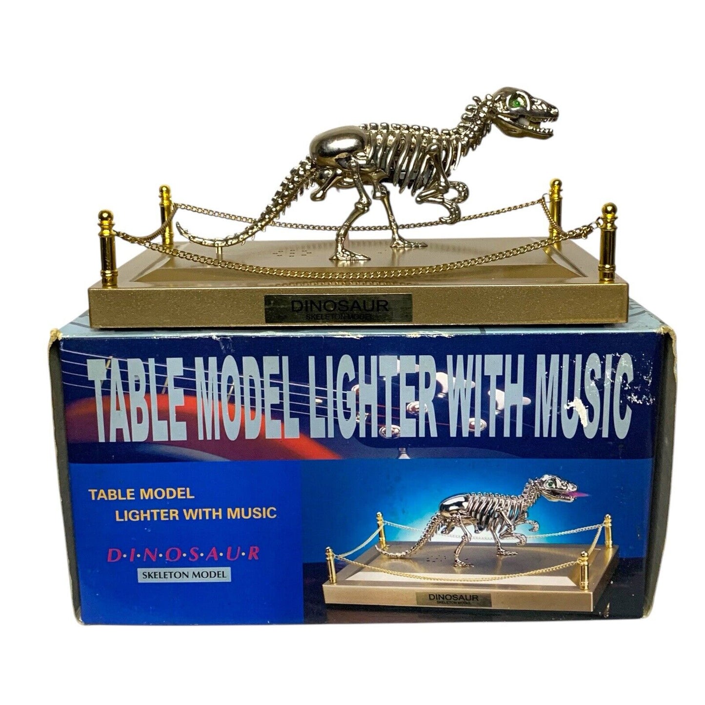 Vintage Dinosaur Skeleton Table Lighter w/ Lights & Sound - Museum Exhib Style