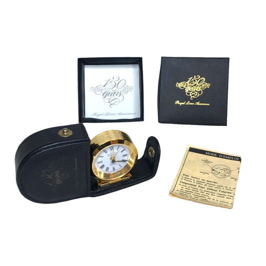 150th Anniversary Royal Liver Insurance Compact Pocket Clock Watch in Black Case