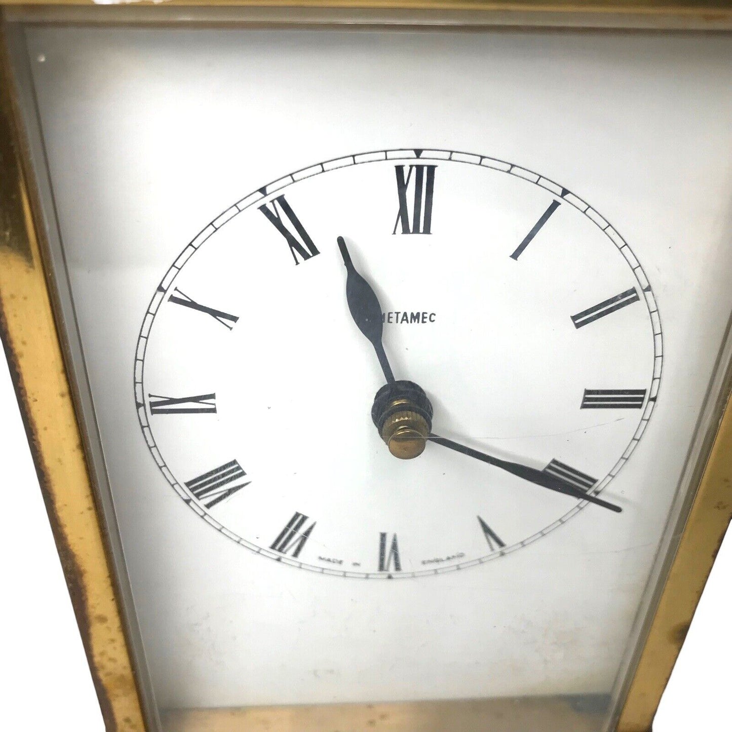 Metamec Brass Metal Jewellers Desk Carriage Clock - Vintage Mantel TimepieceVint