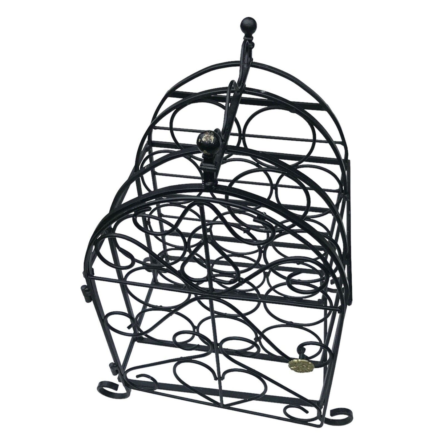 Wrought Iron 11 Wine Bottle Rack Holder with Door Metal Arch Free Standing