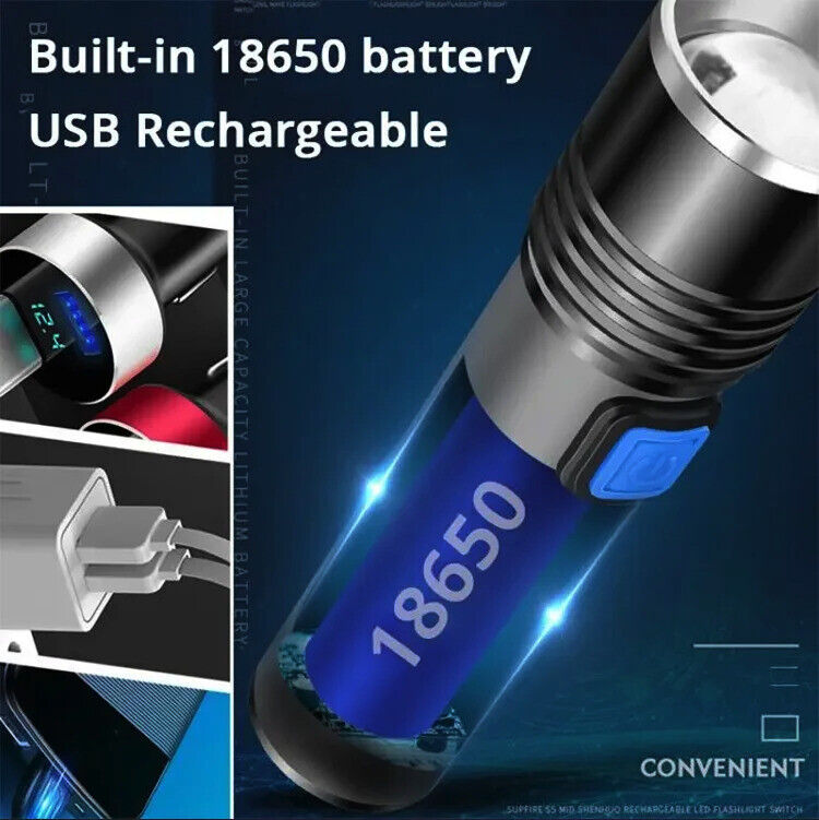 USB Rechargeable 395 LED UV Torch Flashlight Light Ultra Violet Blacklight Zoom