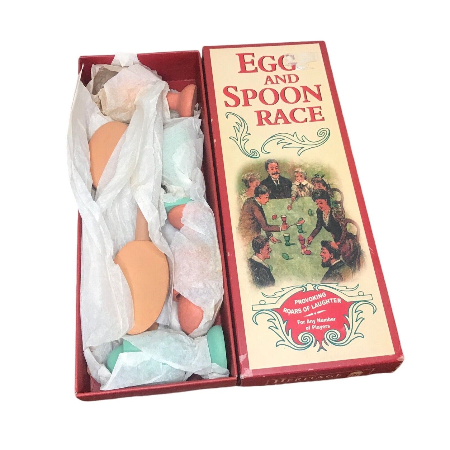 Wooden Egg And Spoon Race Party Game Christmas Family - in Retro Box