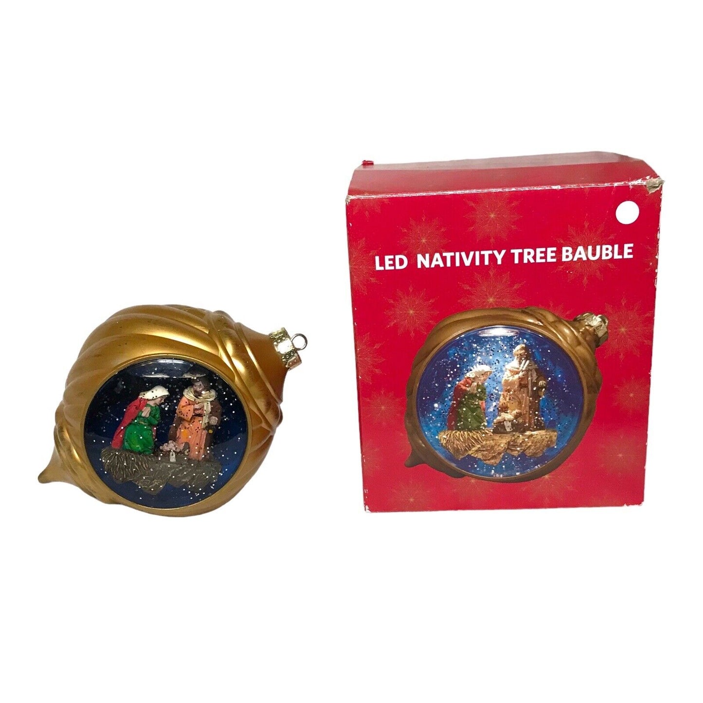 Nativity Ornament Snow Globe Water Globe Lights Christmas Bauble - Boxed