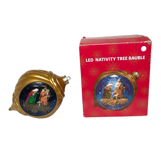 Nativity Ornament Snow Globe Water Globe Lights Christmas Bauble - Boxed