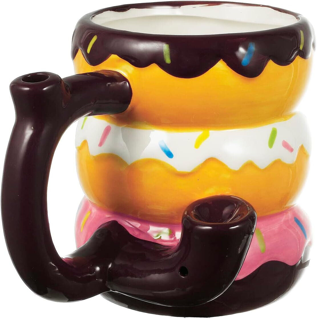 Wake n Bake Ceramic Coffee Mug with Pipe Donut Roast & Toast ,  16OZ / 475ml