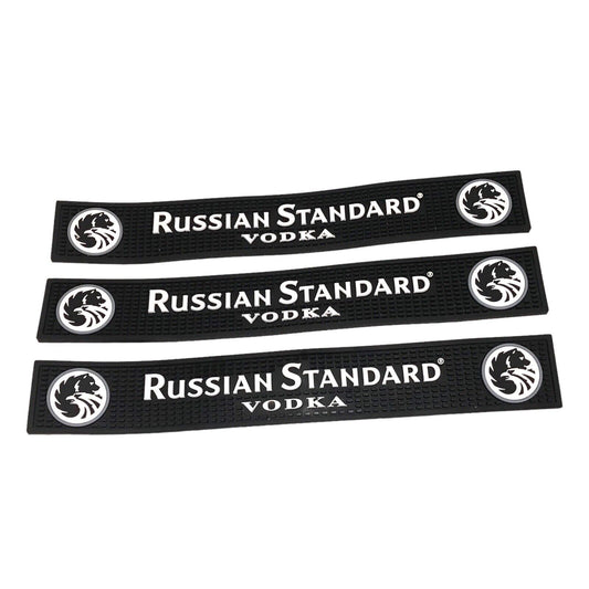 3x Russian Standard Vodka Rubber Bar Rail Runner Pour Spill Mat 18.5cm x 59.5cm