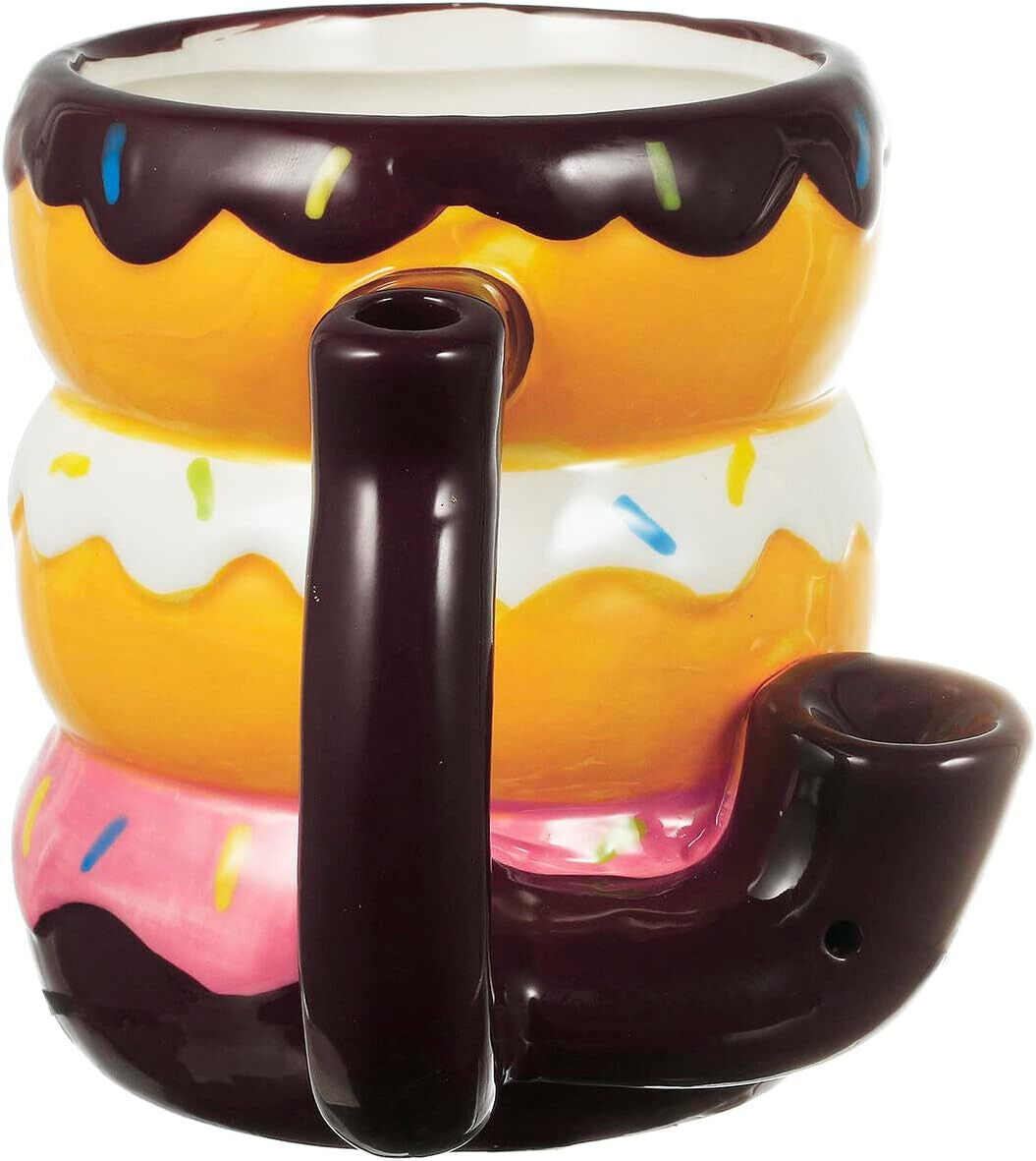 Wake n Bake Ceramic Coffee Mug with Pipe Donut Roast & Toast ,  16OZ / 475ml