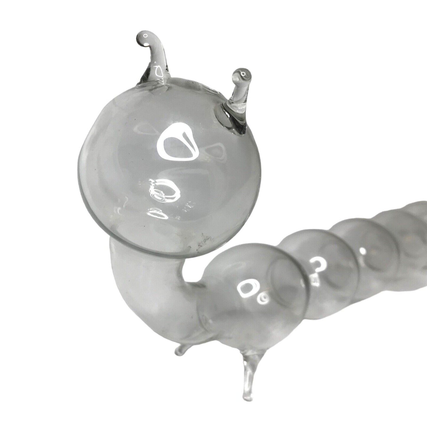 Clear Blown Glass Caterpillar Figure Display 25cm