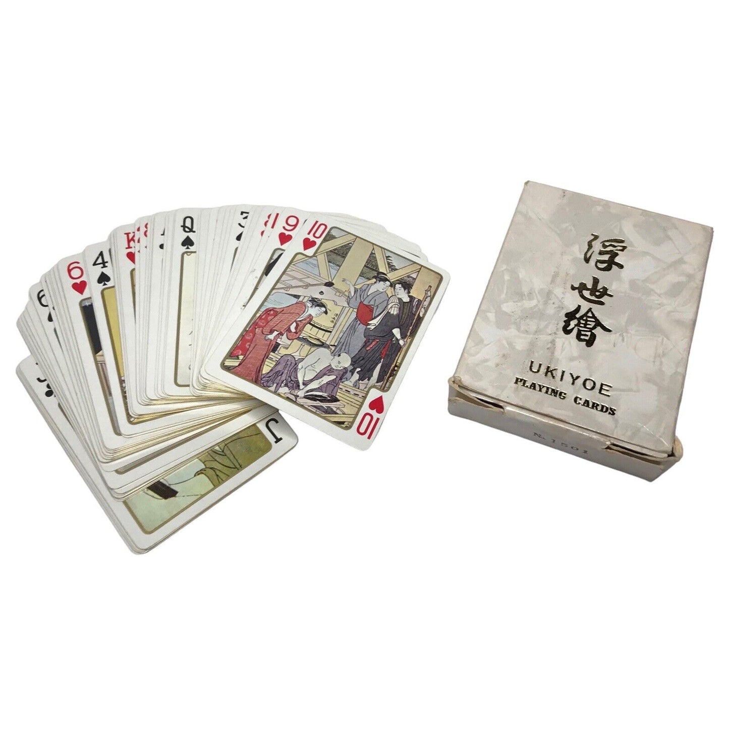 Vintage Japanese Ukiyo-E Playing Cards Gold Edges Original Box Vintage Japan