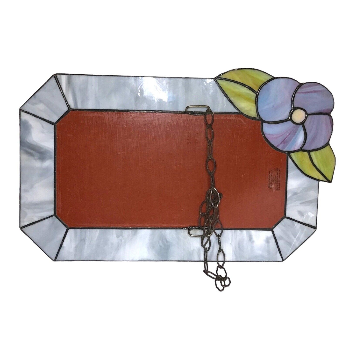 Stained Glass Floral Mirror Accent Handmade Wall Lead Trim Vintage Bohemian