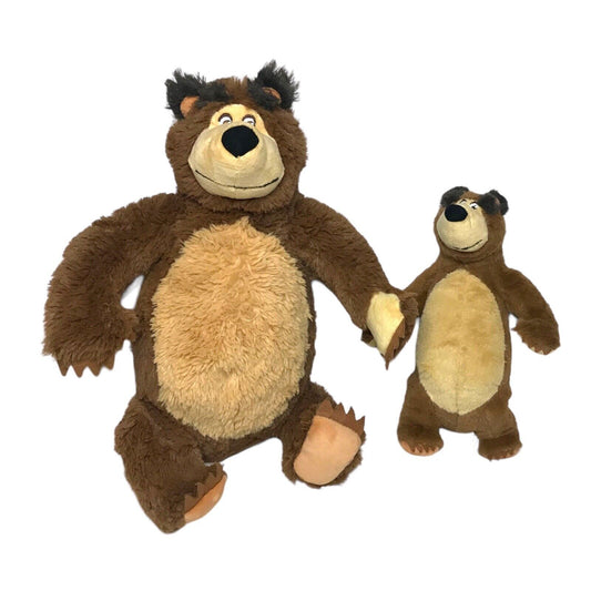 2x Bear Plush Characters from Masha and The Bear | 10” & 14” Sizes | Great Condition