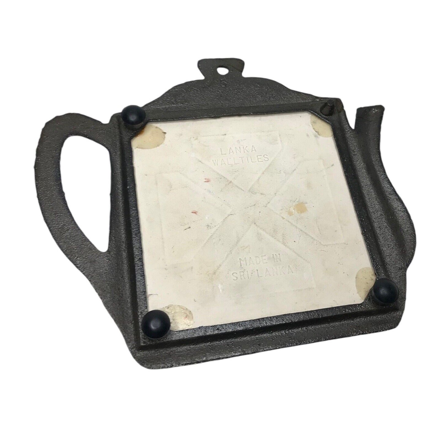 German Brass Teapot Trivet with Heiligenblut Grossglockner Tile | Mid-20th Century