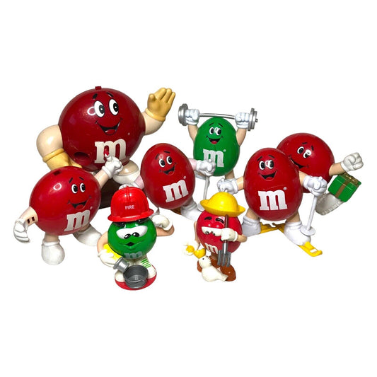 Bundle of 8x Vintage M&M Pocket Dispensers Christmas, Ski, Presents, Fire, Paint