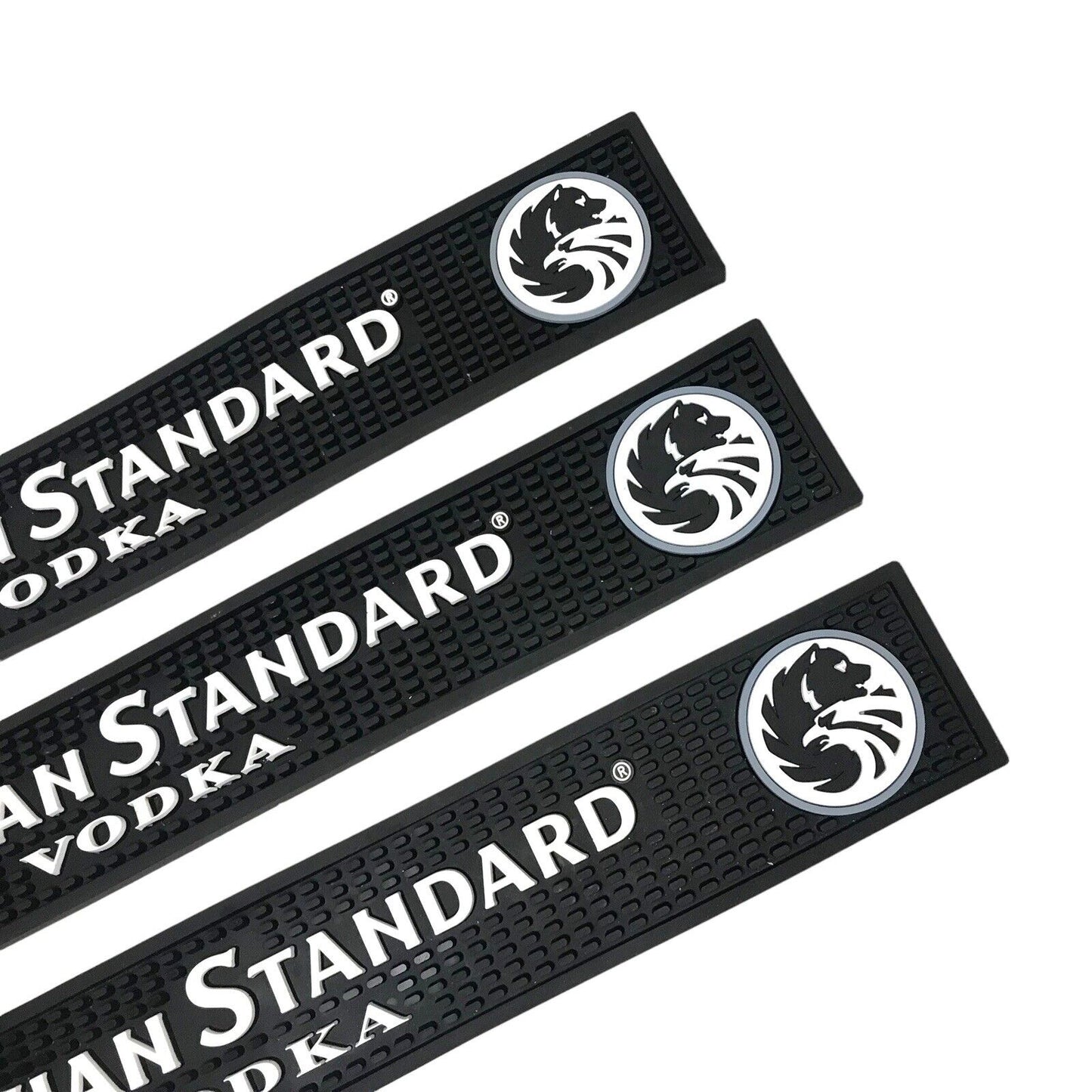 3x Russian Standard Vodka Rubber Bar Rail Runner Pour Spill Mat 18.5cm x 59.5cm