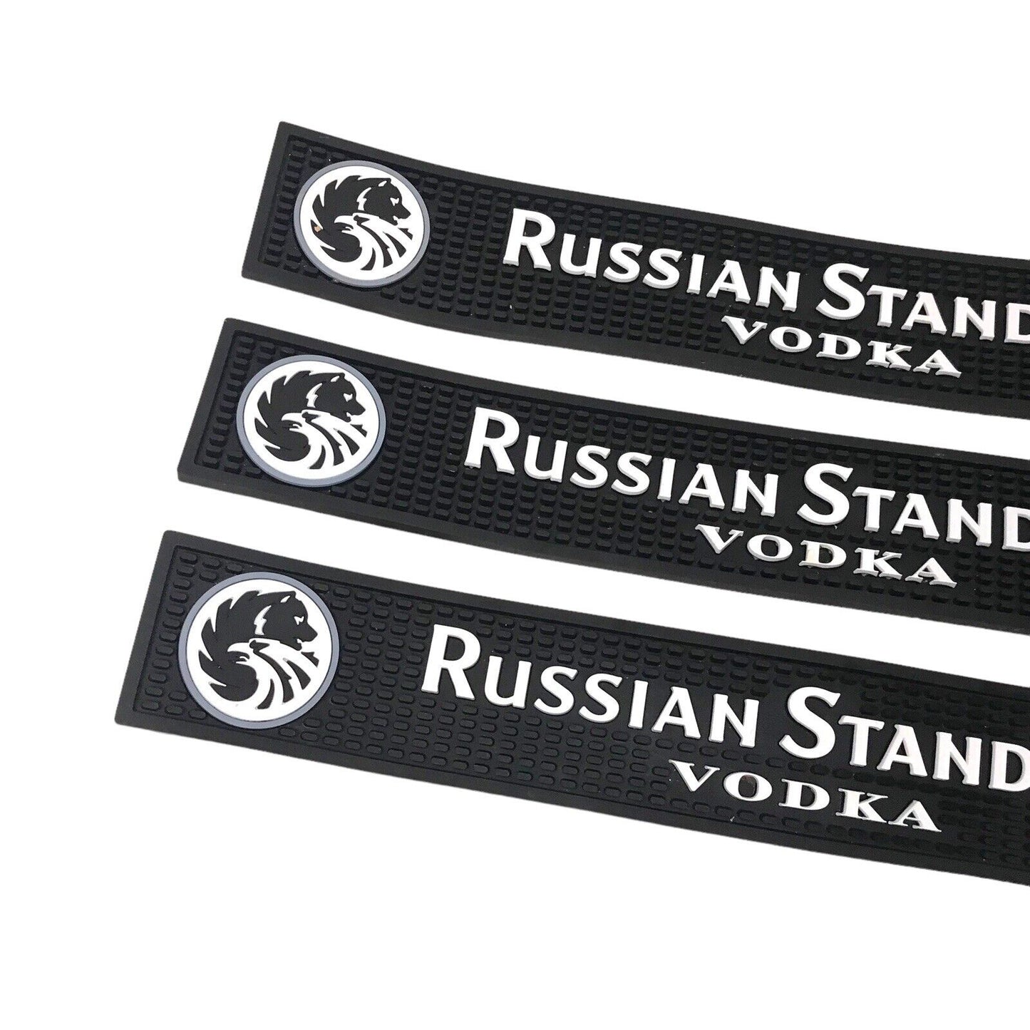 3x Russian Standard Vodka Rubber Bar Rail Runner Pour Spill Mat 18.5cm x 59.5cm