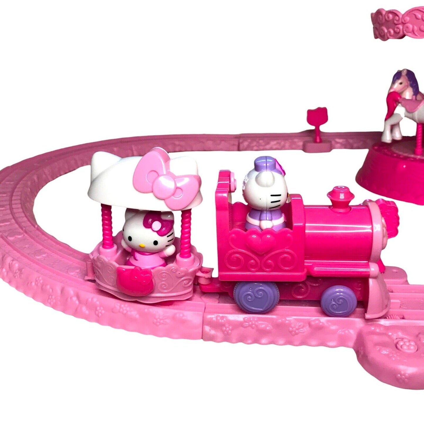 Hello Kitty Toy Playsets - Train with Tracks & Merry Go Round Carousel Sanrio