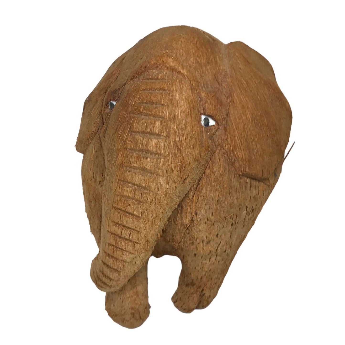 Carved Coconut Shell Elephant Tiki Bar Decor Art Handmade Souvenir