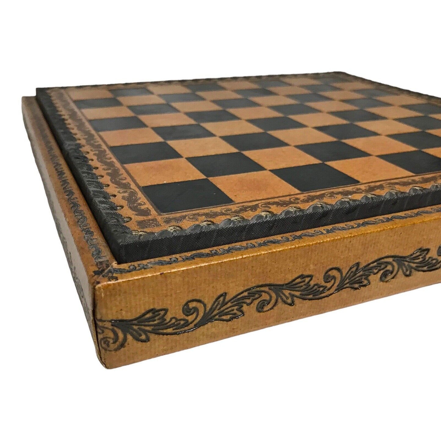 Luxury Italian Chess Set | The Turin Nero | Leather Bound Board & Solid Brass