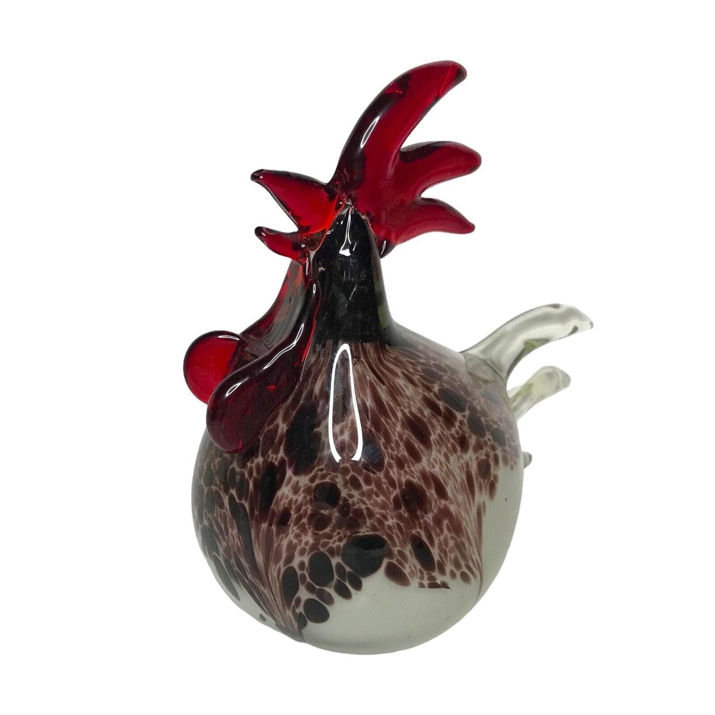 Vintage Art Glass Rooster Stylish Murano Style Hen Chicken Large Heavy 18.5cm