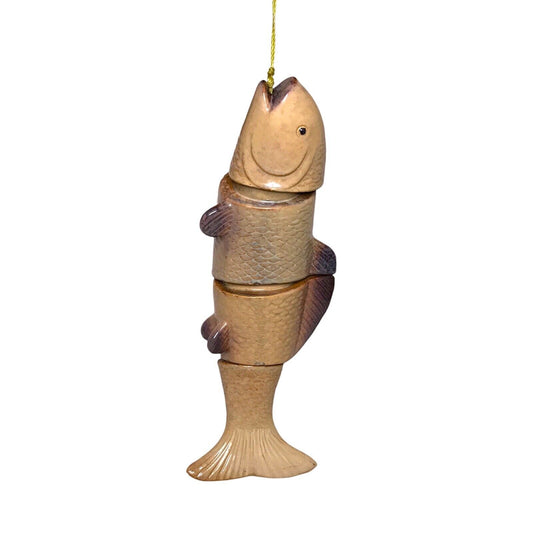 Ceramic Articulated 4-Part Fish on a Hanging Rope Windchime or Decoration