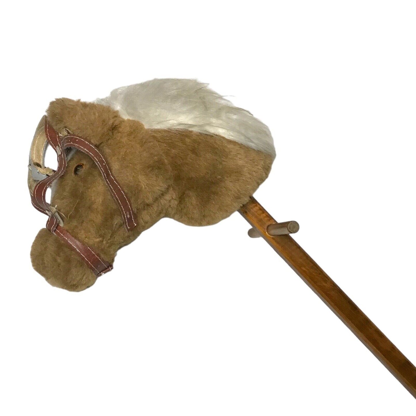 Horse Toy on a Wooden Stick with Handles and Wheels - Light Brown