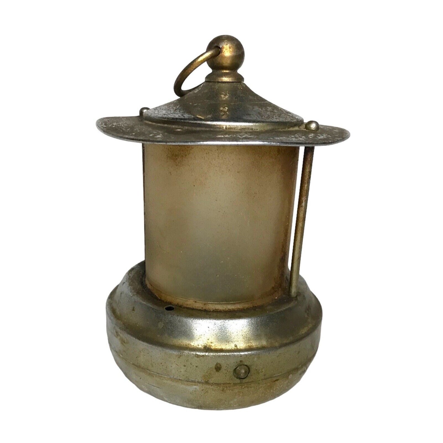 Pifco 1930's Frosted Glass Battery Night Light Lantern Nickel Plated Decorative