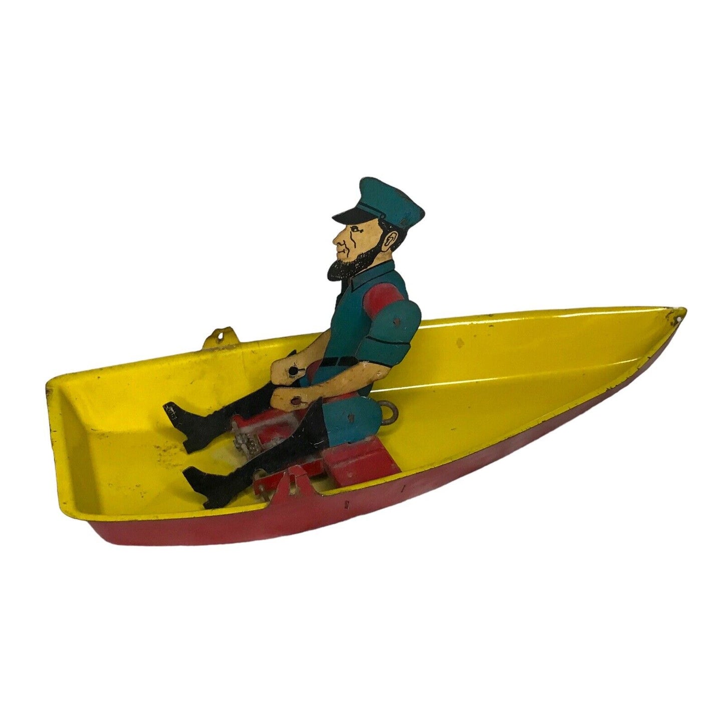 Barnacle Bill Sea Captain Row Boat Tin Wind Up Toy - Missing Ores