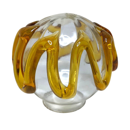 Murano Mezzega Glass Light Shade Amber Dripware Overlayed Vintage Mid Century