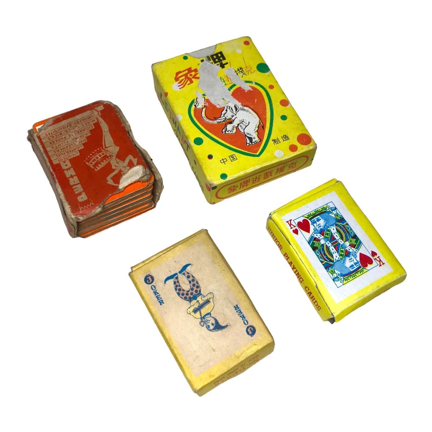 Vintage Mini Miniature Junior Playing Cards - Bundle of 4 - Elephant, Perma