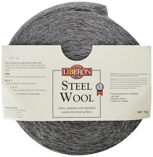 Liberon Steel Wool Grade 4 1Kg Roll - Virtually Oil Free Dust Flexible Abrasive