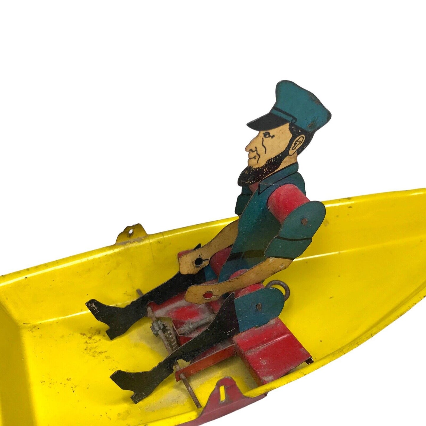 Barnacle Bill Sea Captain Row Boat Tin Wind Up Toy - Missing Ores