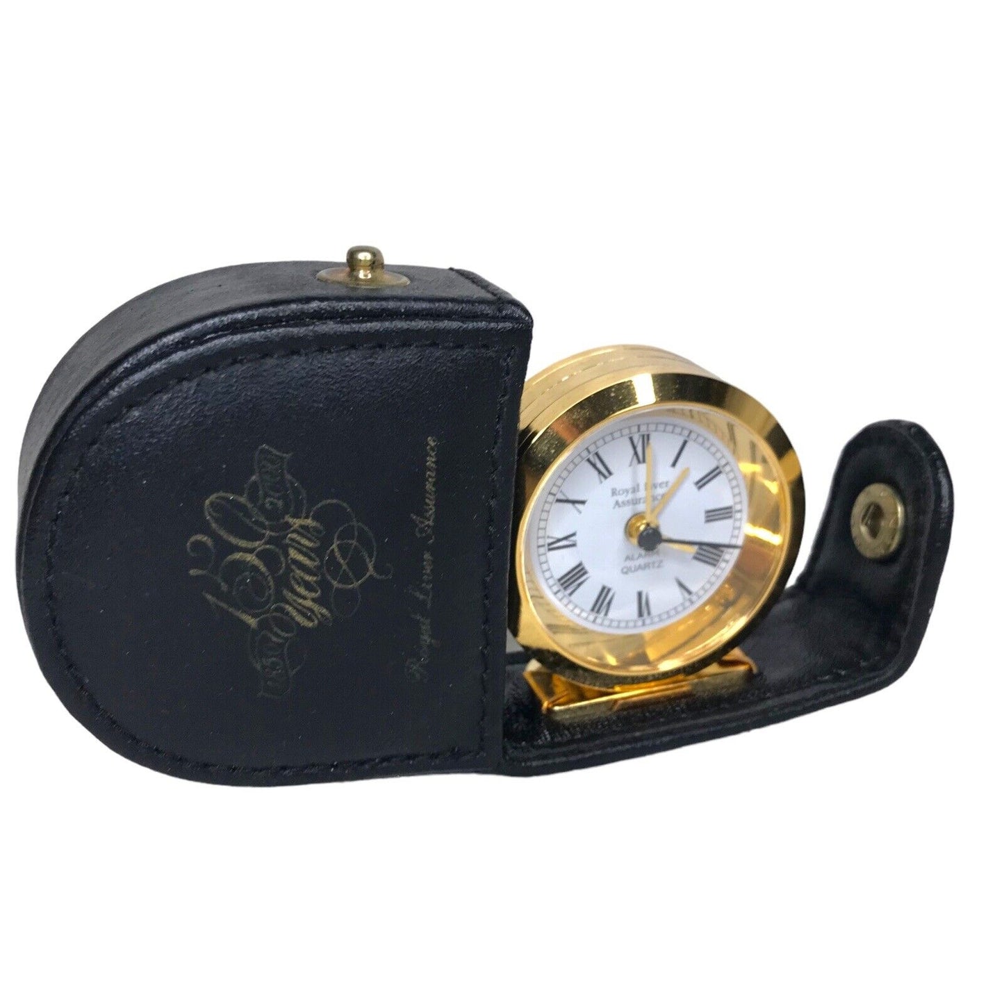 150th Anniversary Royal Liver Insurance Compact Pocket Clock Watch in Black Case