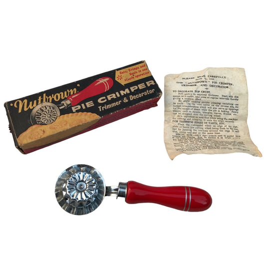 Vintage Nutbrown Pie Crimper Crust Trimmer & Decorator Pastry Wheel - Boxed